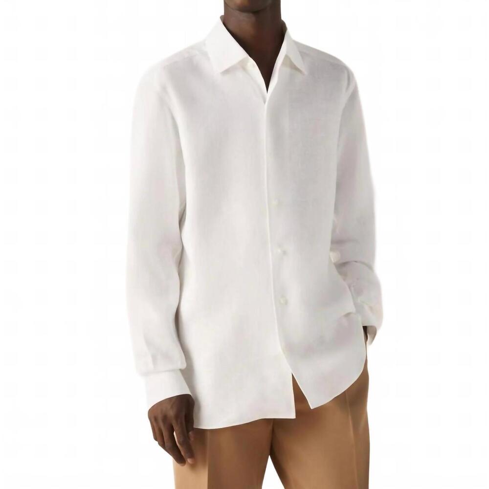 NEW ZEGNA oasi lino shirt in white